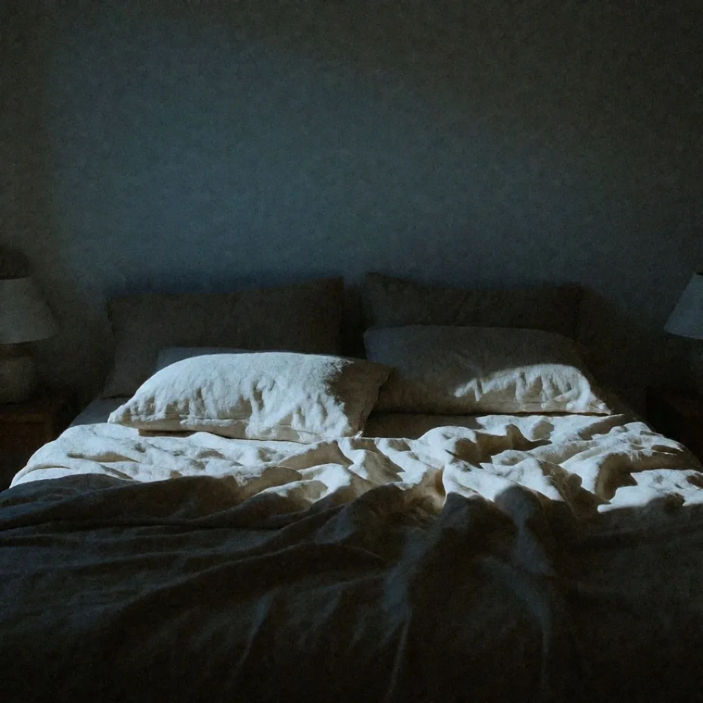 Calm bedroom scene at dawn with soft light