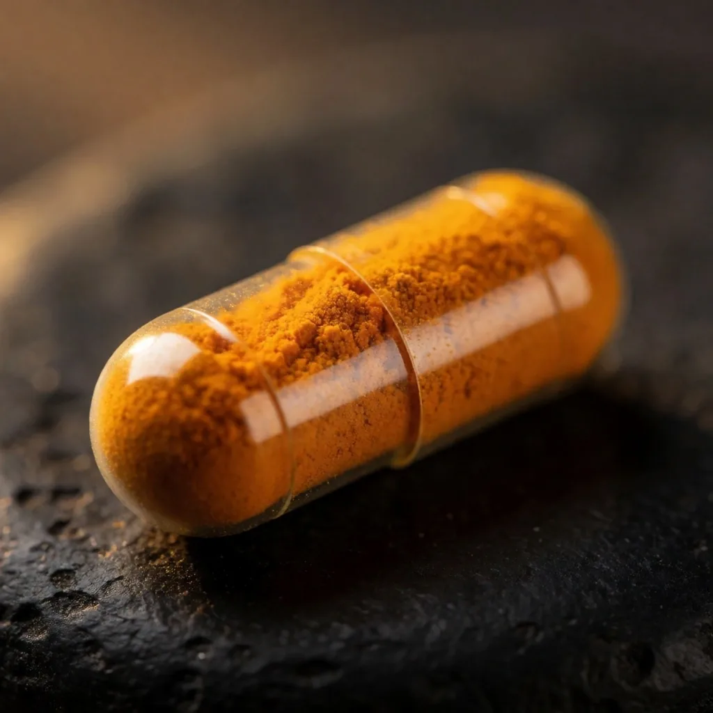 Natural capsule filled with turmeric powder